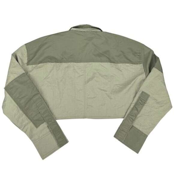 ZARA Cropped Patchwork Shirt Sz XS Green - Picture 5 of 5